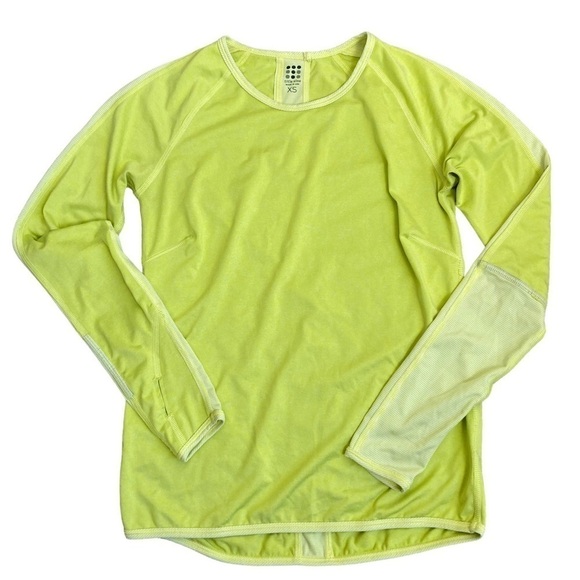 Title Nine Switzer Athletic Running Long Sleeve Top Neon Yellow Micro Striped XS - Picture 7 of 16